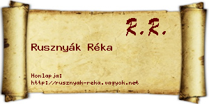 Rusznyák Réka névjegykártya